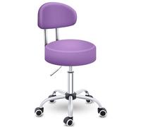 TRESKO Tabouret de Travail avec Dossier - Réglable de 47 à 60 cm | Chaise de Bureau à Roulettes Pivotante pour Cosmétique