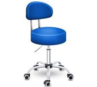 TRESKO Tabouret de Travail | Tabouret à roulettes avec Dossier - réglable de 47 à 60 cm | Tabouret Rotatif à roulettes | Chaise de Bureau Tabouret pivotant Rotatif cosmétique