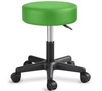 TRESKO Tabouret de Travail Tabouret à roulettes siège pivotant par 360 degrés, Rembourrage de 10 cm, de 8 Couleurs différentes (Vert)