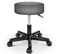 TRESKO Tabouret de Travail Tabouret à roulettes siège pivotant par 360 degrés, Rembourrage de 10 cm, de 8 Couleurs différentes (Gris)