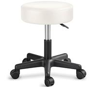 TRESKO Tabouret de Travail Tabouret à roulettes siège pivotant par 360 degrés, Rembourrage de 10 cm, de 8 Couleurs différentes (Beige)