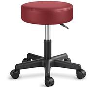 TRESKO Tabouret de Travail Tabouret à roulettes siège pivotant par 360 degrés, Rembourrage de 10 cm, de 8 Couleurs différentes (Bordeaux)