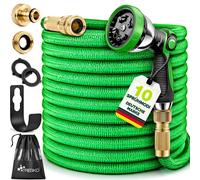 TRESKO® Tuyau d'arrosage flexible Premium 30 m | Tuyau d'arrosage flexible avec âme triple en latex | Tuyau flexible extensible | Tous les raccords sont en laiton de haute qualité