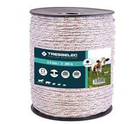 TRESSELEC - Cordon diamètre 3mm - Clôture électrique pour animaux (vache, chèvre, mouton, cheval) - Bobine de 400m - 6 fils inox diamètre 0,20mm et 3 fils cuivre diamètre 0,30mm