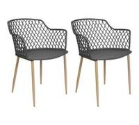 TRESSIE - Lot de 2 Fauteuils Gris avec Pieds Métalliques - Altobuy G