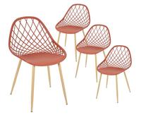 TRESSIE - Lot de 4 Chaises Terracotta Coque Arrondie