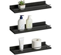 Tressify 3 schwebende Regale à 40 cm, Set aus wandmontierten Holzregalen zur Wandbefestigung, Aufbewahrungshalter für Kleidung, dekorative Regale für Bad und Schlafzimmer, Mattes Schwarz