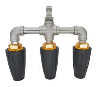 Tressify Buse Triple tête pour Nettoyeur HP, Triple buse 4000 PSI avec raccord Rapide 1/4 Pouce, pulvérisateur Turbo Rotatif 360°, pour Lavage intensif, décapage d'écorce, Nettoyage de Surface, Noir
