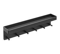 Tressify Étagère porte-clés pour encadrement de porte, patère murale d’entrée avec tablette, 6 crochets en métal noir pour clés, manteaux et chapeaux, pour chambre et dos de porte, 24,5 x 6 x 4,2 cm