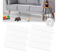 Tressify Lot de 8 Bloqueurs sous Canapé, 40x4x8cm Bloqueurs sous Lit, Butoirs PVC Transparents, Stopper en L avec Ruban Double Face, Empêche Poussière, Jouets et Animaux de Pénétrer dans Les Fentes
