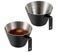 Tressify Set aus 2 Espressodosierbechern, 304 Edelstahl mit V-Ausguss, 100 ml/3,4 oz, Innenmarkierung, geschweißtem Griff, für Kaffee und Milchschaum, schwarz