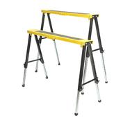 Tréteau télescopique réglable EURO VANADIUM - Lot de 2 - Hauteur 64 à 91 cm - Charge 150 kg par tréteau - Pliable - Métal jaune