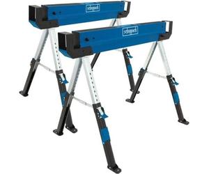 Tréteaux de chantier acier SCHEPPACH MWB600, Lot de 2, 820mm Hauteur Max, 600kg par tréteau