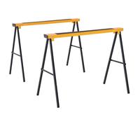 Lot de 2 tréteaux pliables compactes poignée transport dim. 100L x 50l x 76H cm surface antidérapante métal noir jaune