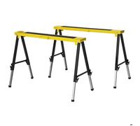 DURHAND Tréteaux pliables télescopiques Lot 2 – 100×60×62–90 cm, antidérapants métal noir/jaune