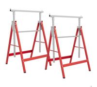 HOMCOM Lot de 2 tréteaux pliables télescopiques hauteur réglable 80-130 cm rouge