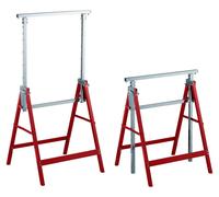 Tréteaux pliants Relaxdays, lot de 2, réglables en hauteur sur 7 positions, jusqu'à 200 kg, tréteaux pliants, atelier, acier, rouge/argent