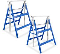 Tréteaux - TECTAKE - Lot de 2 tréteaux télescopiques solides et pliables en acier avec une capacité de 75 kg par tréteau - Bleu