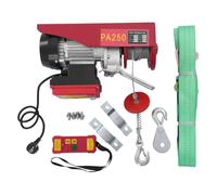 Treuil à Câble Avec télécommande 2 modes de levage | Fil d'acier et fonte, treuil moteur avec limiteur, rouge (1000W, 500-1000kg)