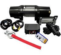 Berger & Schröter | Treuil électrique professionnel 12 V, 2 727 kg, 2,57 kW avec câble en acier, treuil à moteur pour quads, VTT, véhicules automobiles, 6 000 lb avec télécommande radio