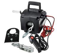 Treuil électrique 12 V 2000 lb, câble acier 9,2 m | Moteur 300 W, commande filaire et manuelle, pour remorque, bateau et opérations de halage compatibles