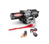 Treuil Électrique 12 V CC 2041 kg Treuil pour Quad SSV Tout-terrain Remorquage, Câble en Acier 6 mm x 12 m, Télécommande sans Fil