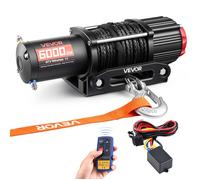 Treuil Électrique 12 V CC 2721 kg-VEVOR-Corde Synthétique 6 mm x 15 m-Télécommande sans Fil et Filaire