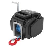 Treuil électrique - 12 V pour bateau/quad/remorque - Puissance 400 W - Force de traction 2 948 kg -radio et filaire - Rapport de transmission 465:1 - Noir