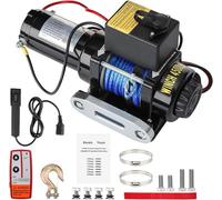 Treuil électrique 12V, capacité de 2041 kg / 4500 lbs, moteur de 1,4 kW, avec câble en Dyneema, télécommande sans fil et filaire, étanche, avec indicateur de câble, pour UTV, SUV, bateau, remorque