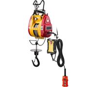Treuil électrique 2 en 1, capacité de 300 kg, grue à treuil portable de 1500 W, hauteur de levage de 30 m, vitesse de 18,9 m/min, avec télécommande filaire et sans fil pour usine, entrepôt, garage