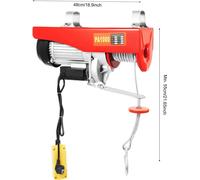 Treuil électrique - Câble de traction en acier - Capacité de charge : 1000 kg - Câble en acier - 220 V - Adapté aux grues et aux systèmes de levage
