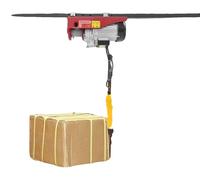 Treuil électrique, capacité de charge 600 kg, puissance absorbée 1 200 W, hauteur de levage 12 m, vitesse de levage 10 m/min, longueur de câble 12 m