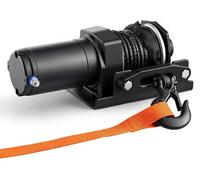 Treuil électrique de 1 134 kg, treuil 12 V CC pour VTT/UTV avec câble synthétique de 4,8 mm x 12 m et télécommande filaire, étanche IP55, plaque de fixation en aluminium avec guide-câble pour le remor
