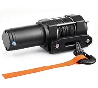 Treuil électrique de 1 587 kg, treuil 12 V CC pour VTT/UTV avec câble synthétique de 5,5 mm x 10 m et télécommande filaire, étanche IP55, plaque de fixation en aluminium pour guide-câble, destiné au r