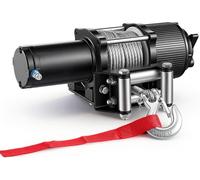 Treuil électrique de 2 041 kg, treuil 12 V CC pour quad/UTV avec câble en acier de 6 mm x 12 m, télécommande sans fil et filaire, étanche IP54, plaque de fixation avec guide-câble à rouleaux pour le r