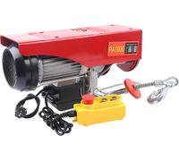 Treuil électrique - Modèle PA1000 - Capacité de charge de 500 kg - Câble en acier de 12 m - Moteur en cuivre de 1 600 W, 220 V - Télécommande et protection contre les surcharges - Rouge