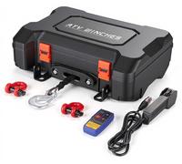 Treuil électrique - Moteur 12 V - Capacité de traction : 1587 kg - Câble synthétique avec guide-câble - Télécommande sans fil - Treuil portable pour ATV, UTV et tout-terrain - Livré avec un crochet et