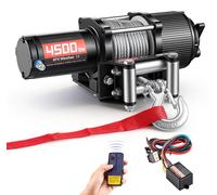 Treuil électrique - Moteur 12 V - Capacité de traction : 2041 kg - Câble d'acier de 5,8 mm x 12 m - Télécommande sans fil et filaire - Protection IP55 - Adapté aux véhicules tout-terrain, VTT et UTV
