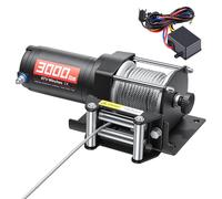Treuil électrique SucceBuy 1 360 kg, treuil à moteur 12 V CC avec câble en acier de Φ4,7 mm x 12 m et télécommande filaire, IP55, boîtier en aluminium, treuil électrique pour VTT, noir