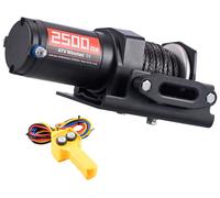 Treuil électrique SucceBuy 1134 kg, treuil à moteur 12 V CC avec câble synthétique de 5 mm x 12 m et télécommande filaire, IP55, boîtier en aluminium, treuil électrique pour le remorquage de VTT, noir