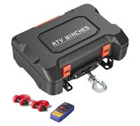 Treuil électrique SucceBuy 12 V, treuil portable d'une force de traction de 1 587 kg avec télécommande, treuil à moteur avec câble synthétique, guide-câble, manille, sangle et caisse de transport, ada