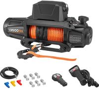 Treuil électrique SucceBuy, 13 500 lb, 12 V CC, câble synthétique de 3/8" x 92', version sans fil et avec câble, IP68, idéal pour les 4x4, les jeeps et les remorques