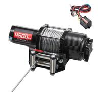 Treuil électrique SucceBuy 2041 kg, treuil à moteur 12 V CC avec câble en acier de Φ6 mm x 12 m, télécommande sans fil et filaire, IP55, treuil électrique pour le remorquage de quads, de véhicules uti