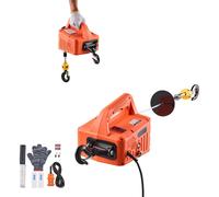 Treuil électrique SucceBuy 700 kg, palan 3-en-1 1500 W, treuil à câble avec une hauteur de levage de 7,6 m, vitesse de levage de 5 m/min, avec télécommande manuelle, filaire et sans fil pour atelier,