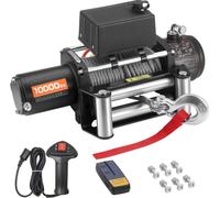 Treuil électrique - Treuil tout-terrain/pour camion 12 V - Force de traction 4500 kg - Câble en acier Ø 8,3 mm x 19,8 m - Télécommande radio et filaire - IP55 - Pour SUV, véhicules tout-terrain, remor