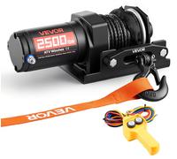 Treuil électrique VEVOR 1134 kg, treuil à moteur 12 V CC avec câble synthétique de 4,8 mm x 12 m et télécommande filaire, IP55, boîtier en aluminium, treuil électrique pour le remorquage de quads, noi