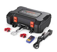 VEVOR Treuil Portable 12 V CC 1587 kg Treuil Électrique Corde Synthétique, pour Quad, Télécommandes sans Fil et Filaire, Kit de Récupération en Boîtier avec Guide-Câble, Sangle et Crochet à Manille