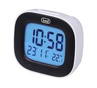 Trevi SLD 3875 Réveil numérique avec écran LCD rétroéclairé, Horloge 12/24h, thermomètre, Calendrier et Fonction Snooze, Facile d'utilisation, Alimentation par Piles AAA, Blanc
