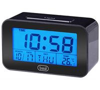 Trevi SLD 3P50 Horloge numérique thermomètre, Grand écran LCD rétro-éclairé, réveil programmable, Fonction Snooze, Noir, Unique