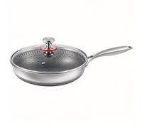TREWQ Poêle à frire et cuisson rapide par conduction, en acier inoxydable, à surface antiadhésive en nid d’abeille, résistante à l’abrasion, poêle plate universelle - 28 cm / 30 cm / 32 cm 32cm